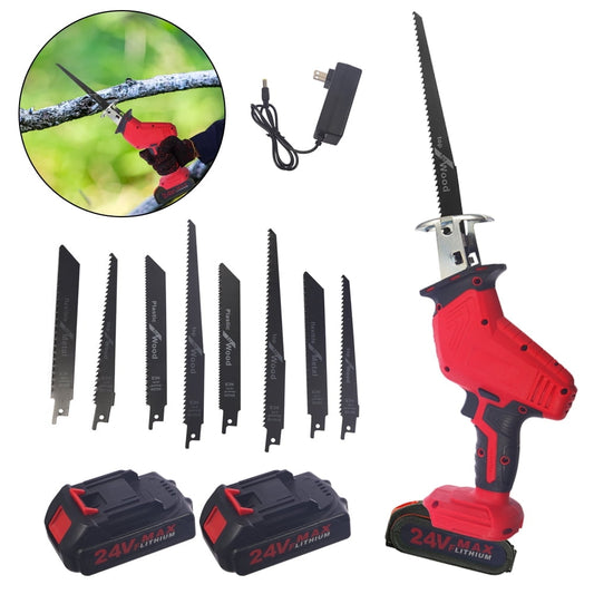 KingFurt 24V Cordless Reciprocating Saw With 2 Rechargeable Battery, Wood Saw Blade, Metal Saw Blade
