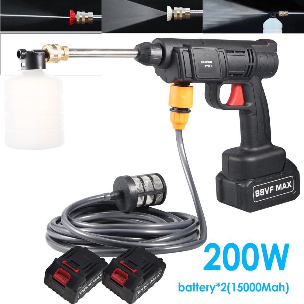 Jahy2Tech 88VF Cordless Electric High Pressure Water Spray Car Gun Portable Washer Vehicle Cleaner Car Wash Tool 320 PSI
