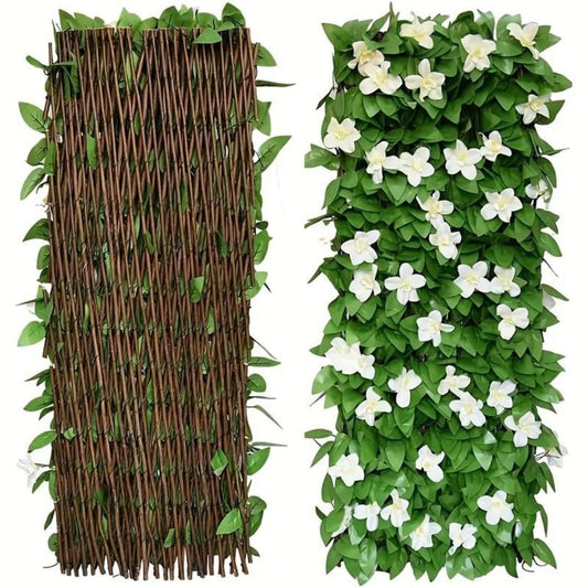 KingFurt Expandable Ivy Privacy Fence With Purple Orchid Flowers, 40 Ties Included, Artificial Ivy Garden Decoration For Balcony