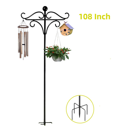 KingFurt shepherds hook heavy duty,108 inch shepard's hook with 5 Base Prongs, Ideal for Bird Feeders and Garden Decor