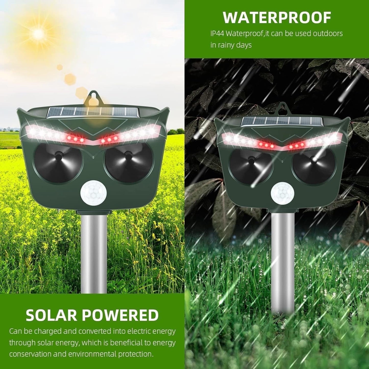 Jinyi Motion Sensor Solar Powered Rainproof Humane Animal Repellent Device Dog Cat Squirrel Deer