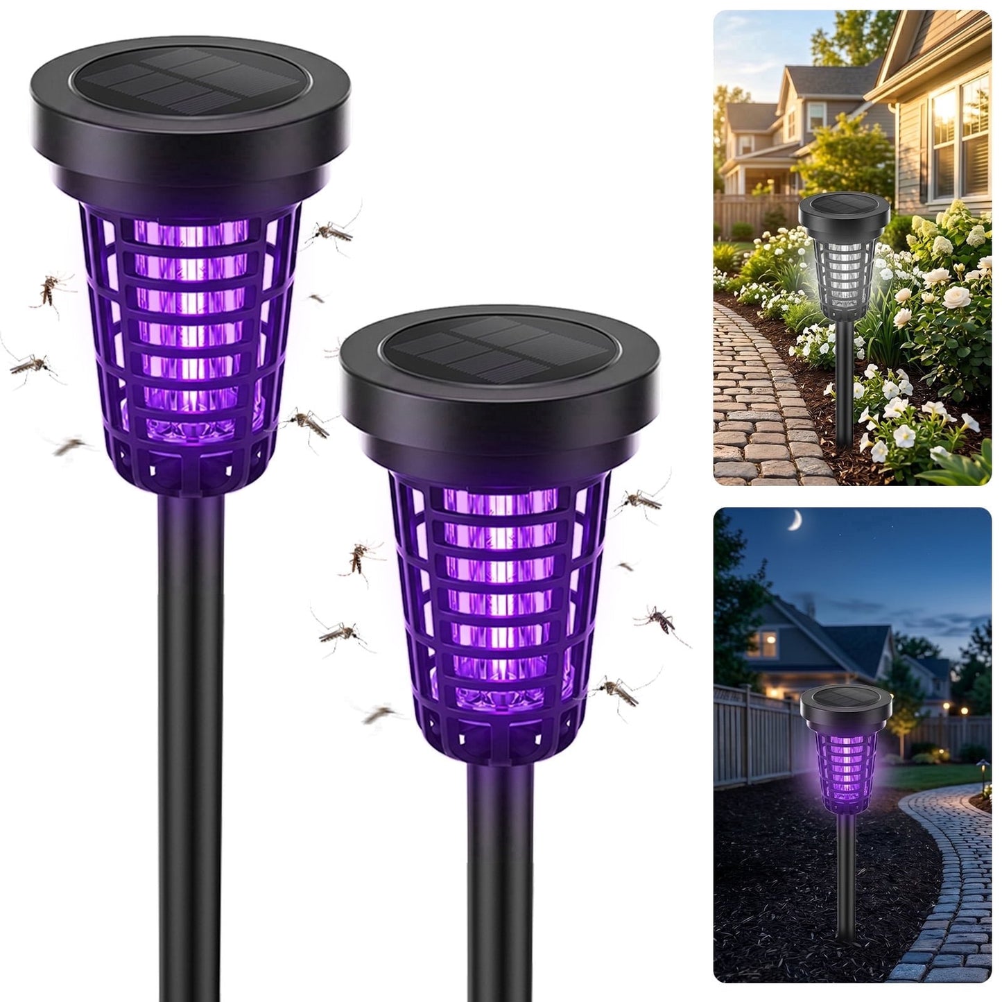 KingFurt Solar Insect Killer, Bug Zapper Torch with LED , Area Bug Zapper,Mosquito Repellent Outdoor for Patio-2pcs