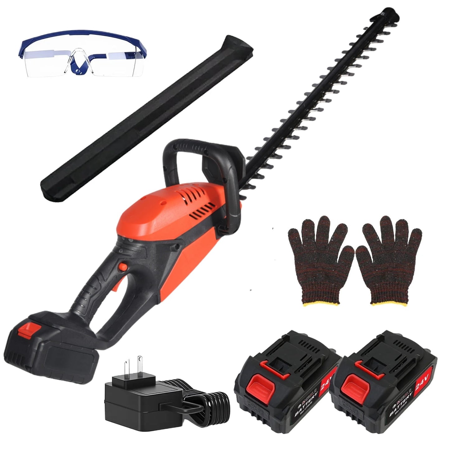 KingFurt 21V Cordless Hedge Trimmer, 20“ Bush Trimmer, Handheld Hedge Cutter,Battery and Charger Included