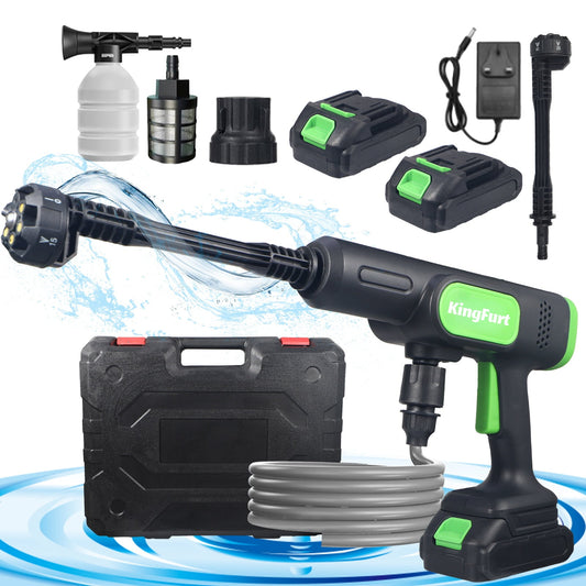 KingFurt Cordless Power Washer, Handheld Pressure Washer with 6-in-1 Adjustable Nozzle,16.4FT Drain Hose, Power Cleaner for Patio/Floor Fence/Cars