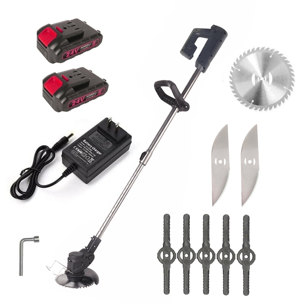 KingFurt Weed Eater 2.0Ah Li-ion Battery Weed Wacker 21V Lawn Edger Cordless Portable Brush Mower for Home Garden Yard Trimming Black