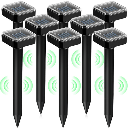 Mole Repellent Solar Powered,8 Pack Vole Repellent Outdoor Ultrasonic Powered Groundhog Deterrent Snakes Pest Rodent Sonic Vibration Stake for Lawn Garden