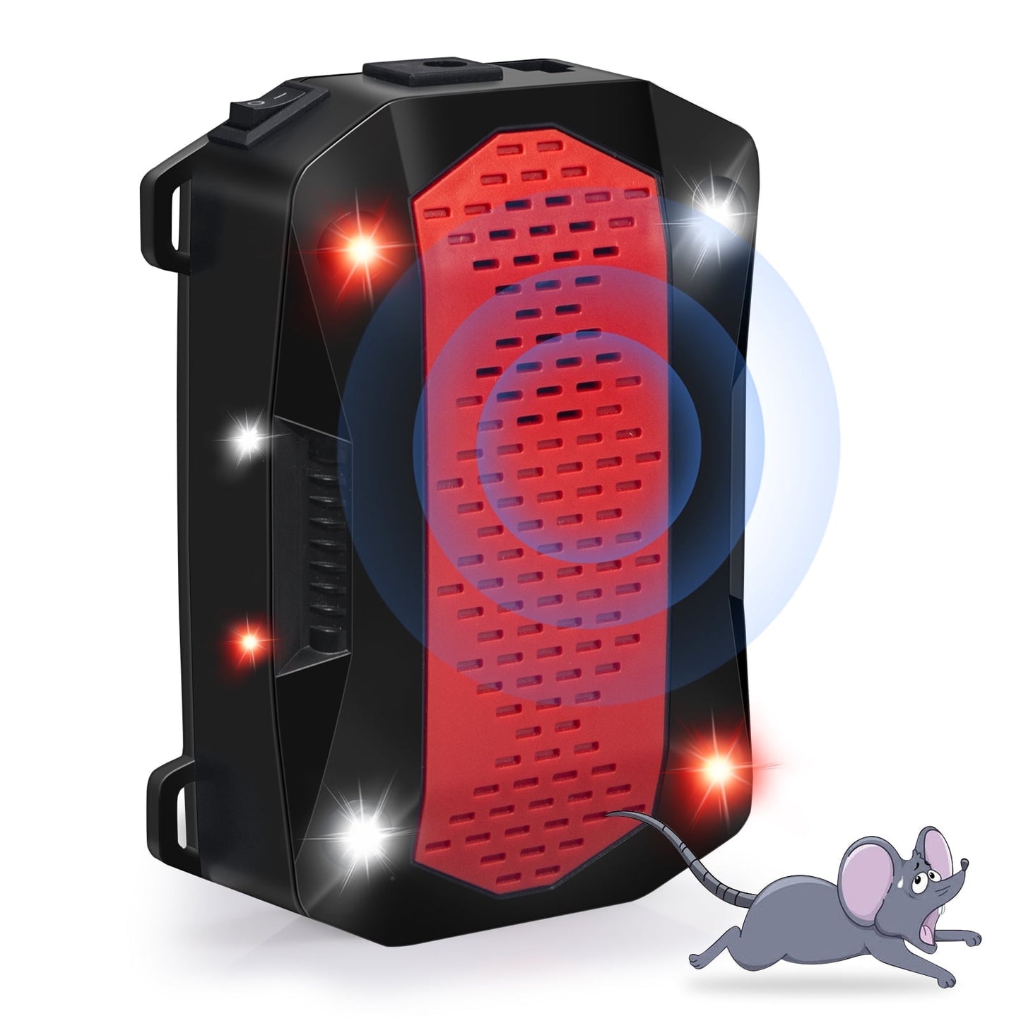 Under Hood Animal Repeller - Red/White Flash Light - 12V Engine Deterrent - Ultrasonic Rat & Squirrel Repellent