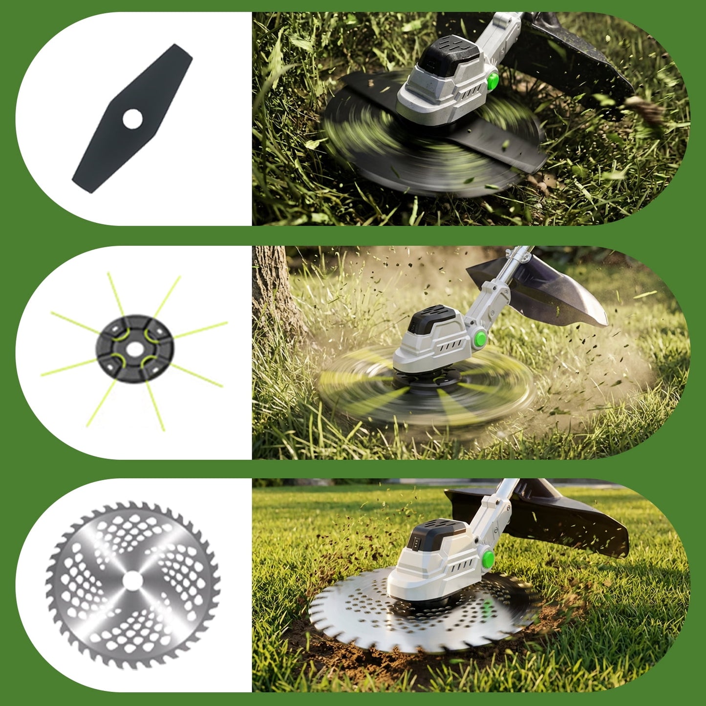 KingFurt 21V Cordless Electric Weed Wacker, 9-12 Inch String Trimmer , Lightweight Grass Trimmer for Lawn Trimming/Edging with 2X 2.0 Ah Battery and Charger