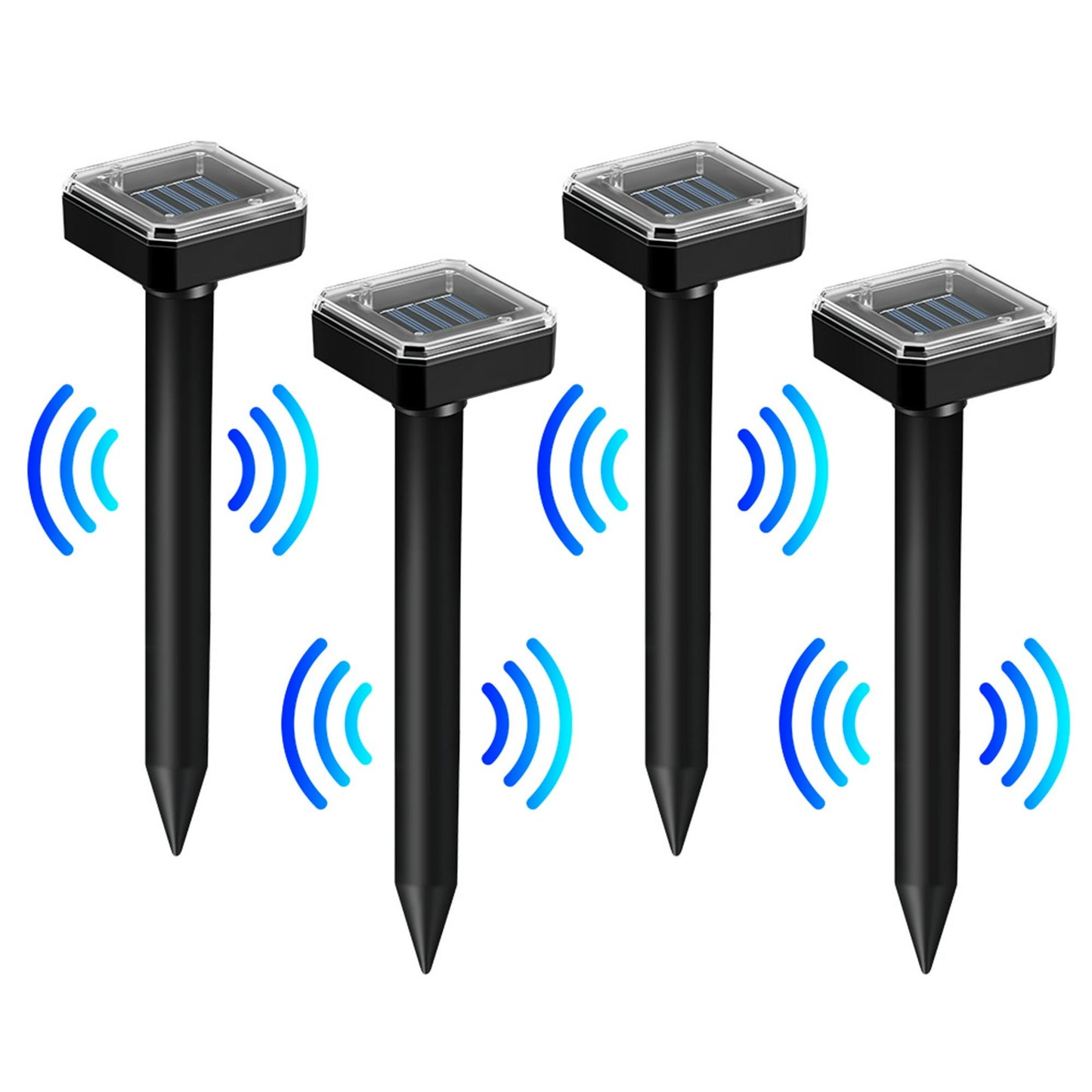Mole Repellent Solar Powered,4 Pack Gopher Repellent Outdoor Ultrasonic Powered Groundhog Deterrent Snakes Pest Rodent Sonic Vibration Stake for Lawn Garden Mice Repellent