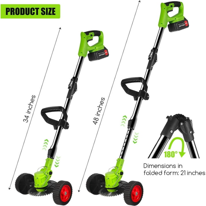KingFurt Foldable Cordless Weed Wacker, with 2 Large Capacity Batteries and 13 Blades
