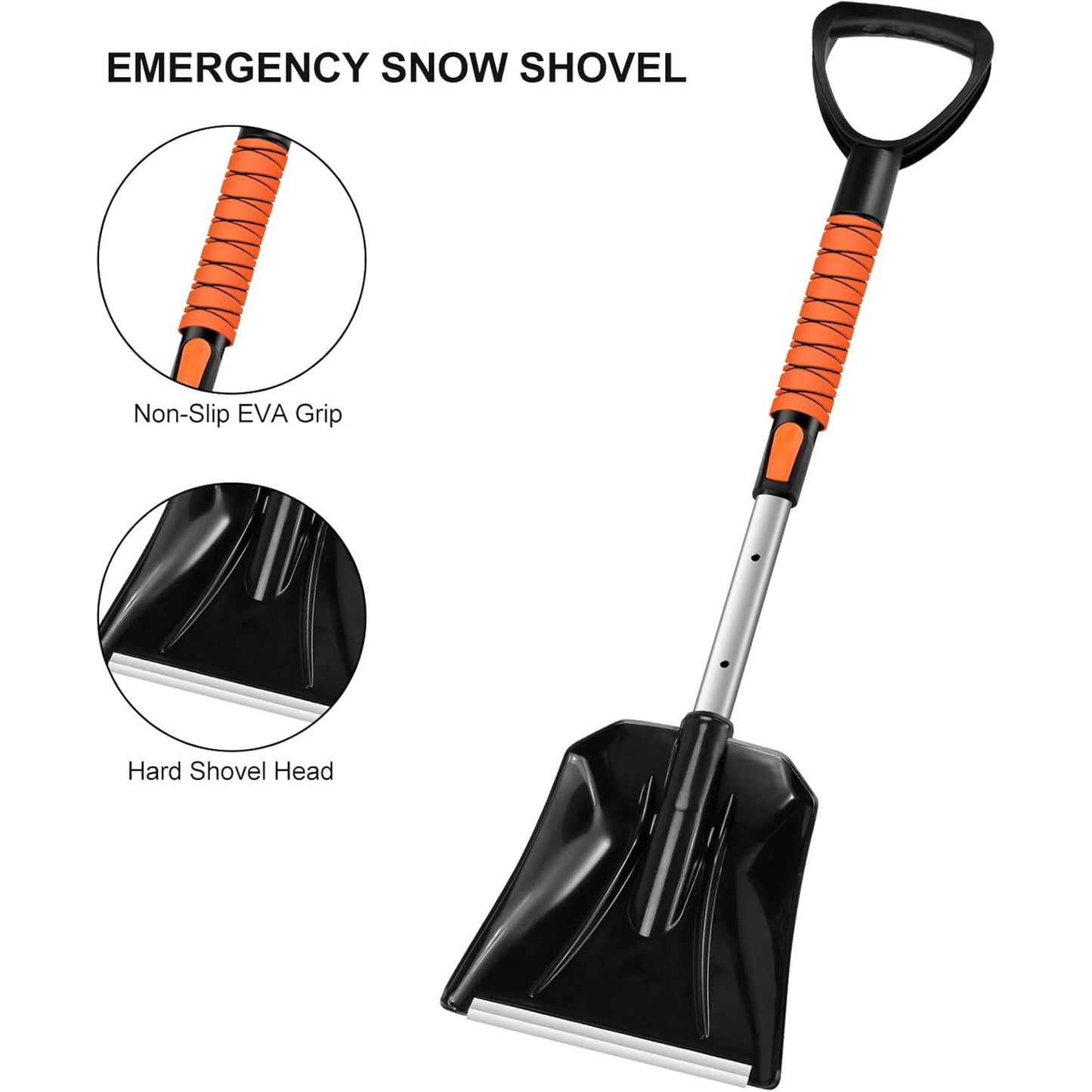 KingFurt 35'' Ice Scraper and Extendable Snow Brush Emergency Snow Shovel Snow Broom with Foam Grip 180° Pivoting Brush Head Snow Scraper for Cars, Trucks, SUVs, Vehicle