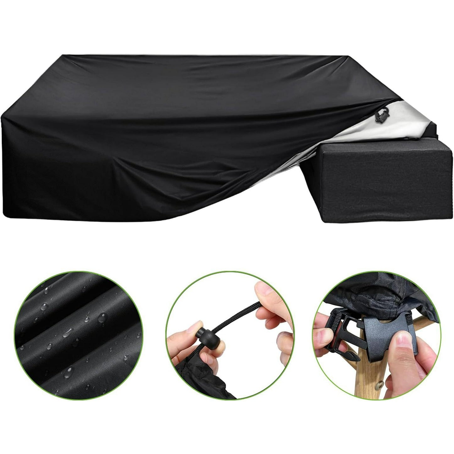 KingFurt Patio Furniture Covers, 4 Piece Outdoor Furniture Covers Waterproof, Heavy Duty Tear-Resistant Patio Chair Covers with Windproof Buckle Strap and Adjustable Drawstring