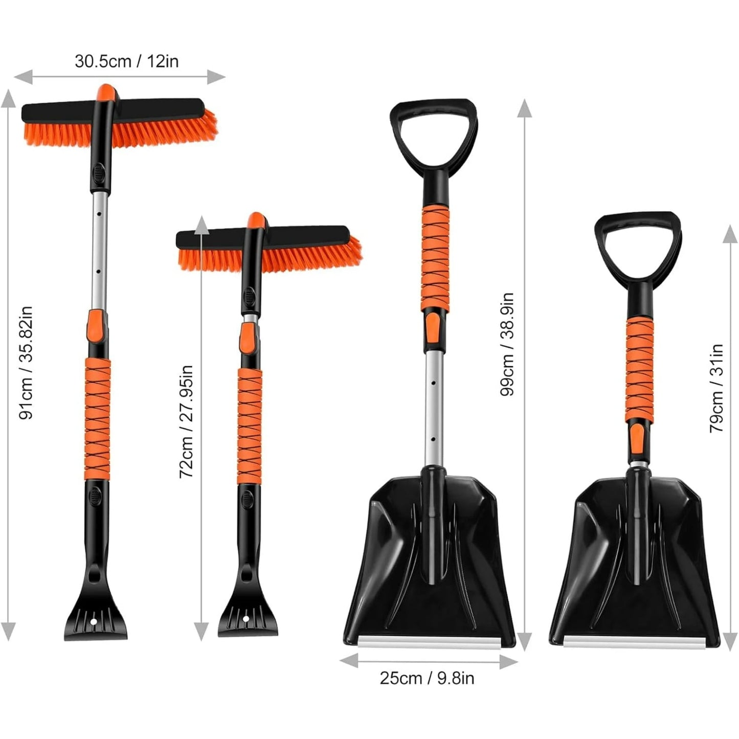 KingFurt 35'' Ice Scraper and Extendable Snow Brush Emergency Snow Shovel Snow Broom with Foam Grip 180° Pivoting Brush Head Snow Scraper for Cars, Trucks, SUVs, Vehicle