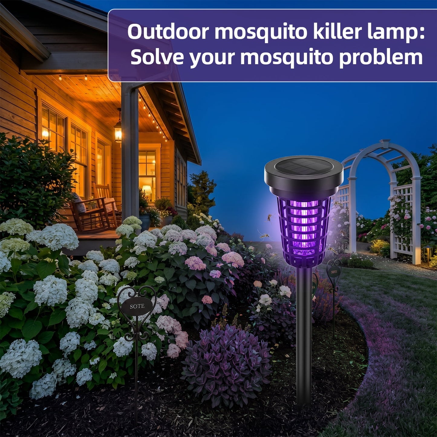 KingFurt Solar Insect Killer, Bug Zapper Torch with LED , Area Bug Zapper,Mosquito Repellent Outdoor for Patio-4pcs