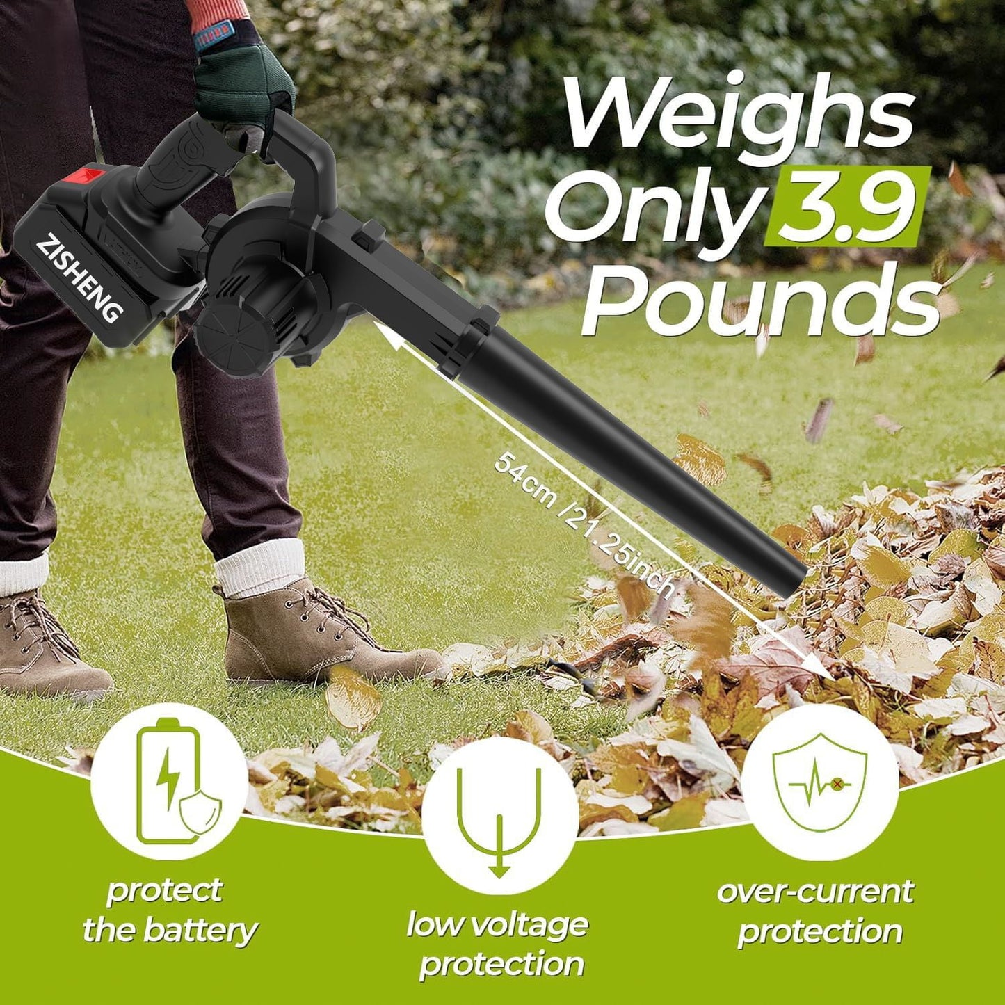 KingFurt 21V Cordless Leaf Blower and Vacuum, Lightweight, Handheld 2-in-1