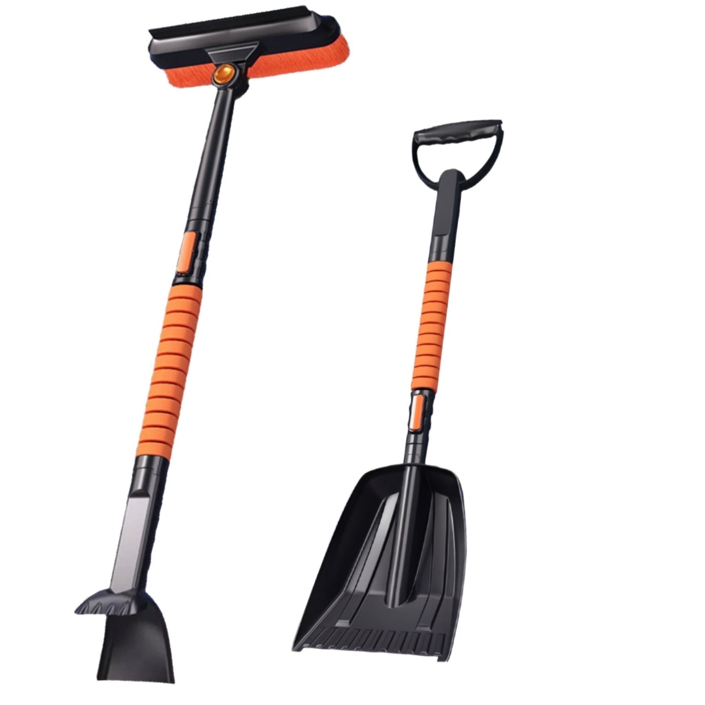 KingFurt 35'' Ice Scraper and Extendable Snow Brush Emergency Snow Shovel Snow Broom with Foam Grip 180° Pivoting Brush Head Snow Scraper for Cars, Trucks, SUVs, Vehicle