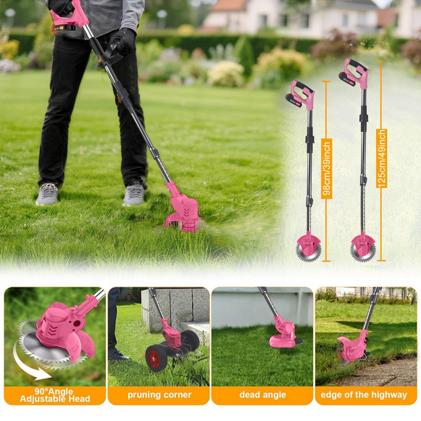 KingFurt 21V 650W Electric Weed Eater Lawn Edger Cordless Grass String Trimmer Cutter