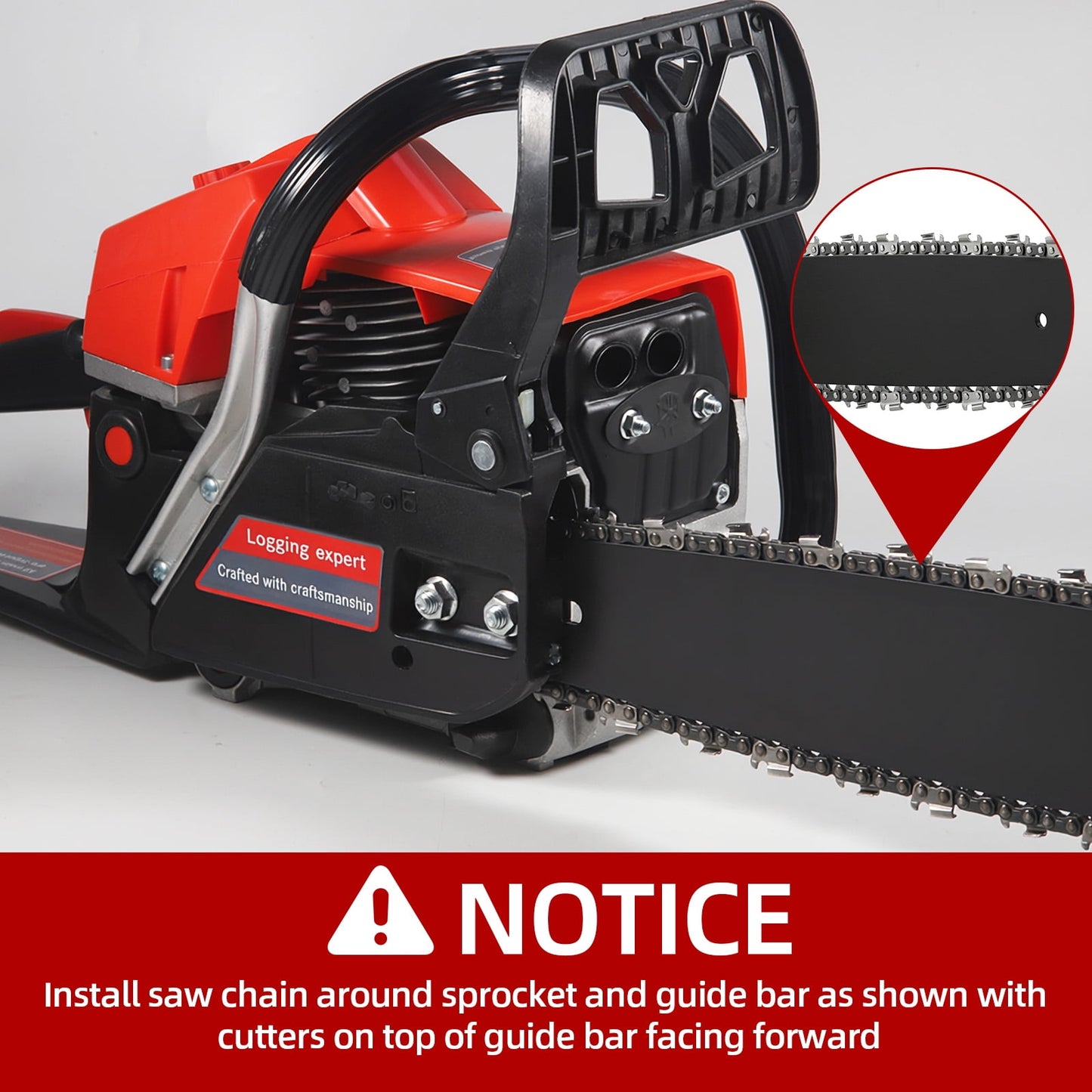 KingFurt 62CC Gas Chainsaw,20 Inch Power Chainsaw, 2-Cycle Handed Petrol Chainsaws for Wood Cutting, Gardens and Farms