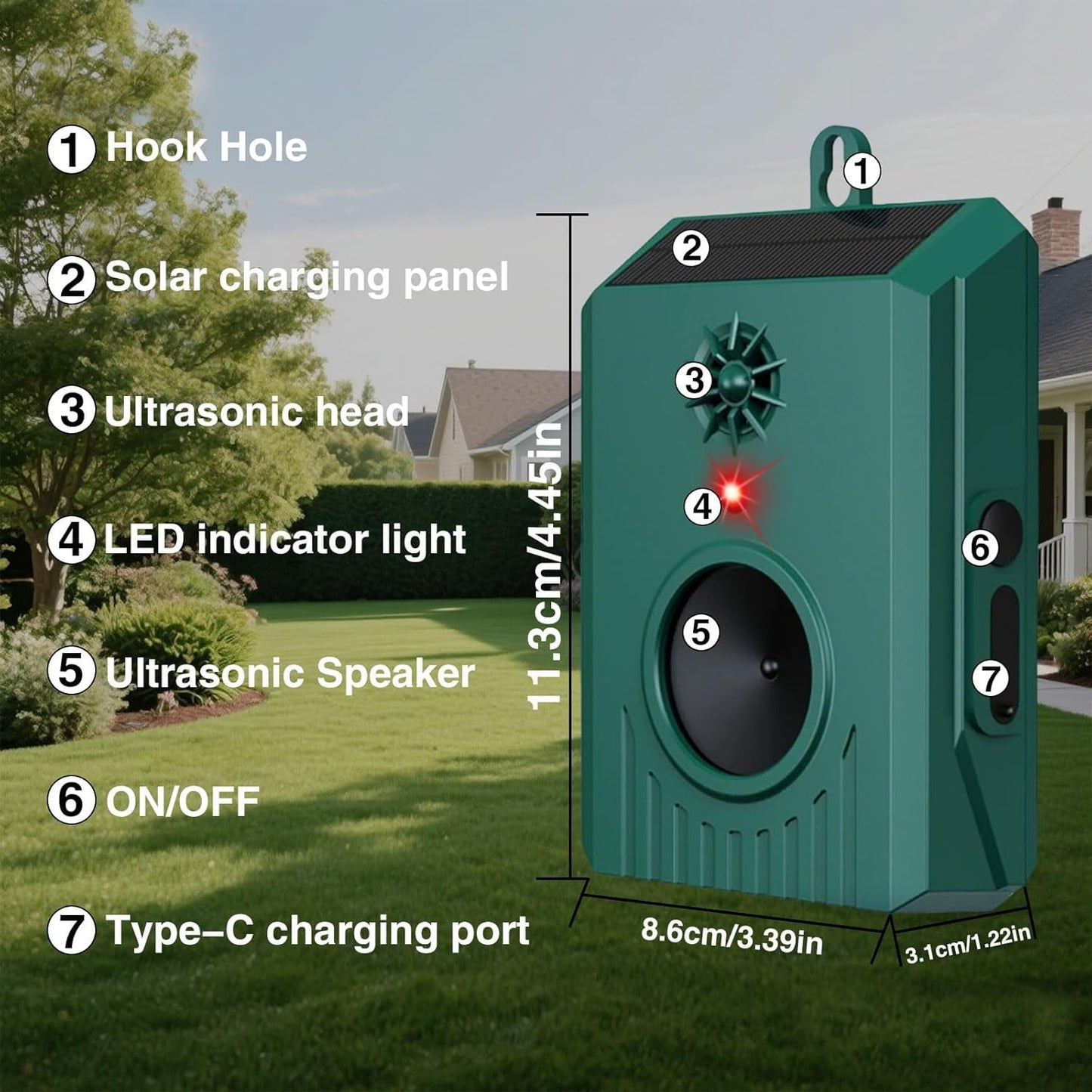 KingFurt Solar Ultrasonic Bird Repellent Devices Bird Deterrents for Outside Pigeon Repeller Outdoor Animal Repellent Outdoor to Keep Pigeon Woodpecker Out of Balconies Patio Garden