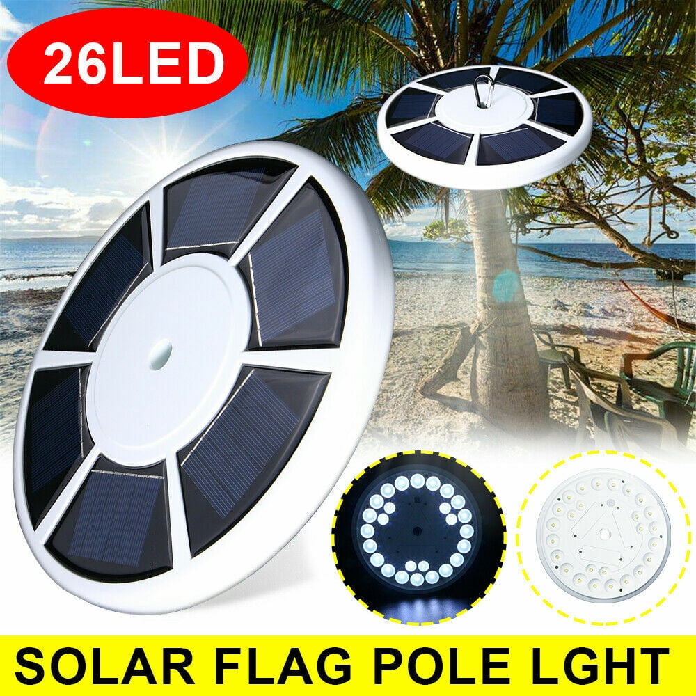KingFurt Solar Powered Light USA Flag Pole Light Automatic Sensor 26 LED Energy-efficient Waterproof