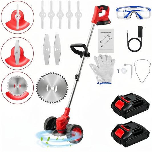 KingFurt 21V String Trimmer,Electric Weed Eater with 3Types Blades,Stringless Weed Trimmer for Lawn Garden Pruning/Trimming