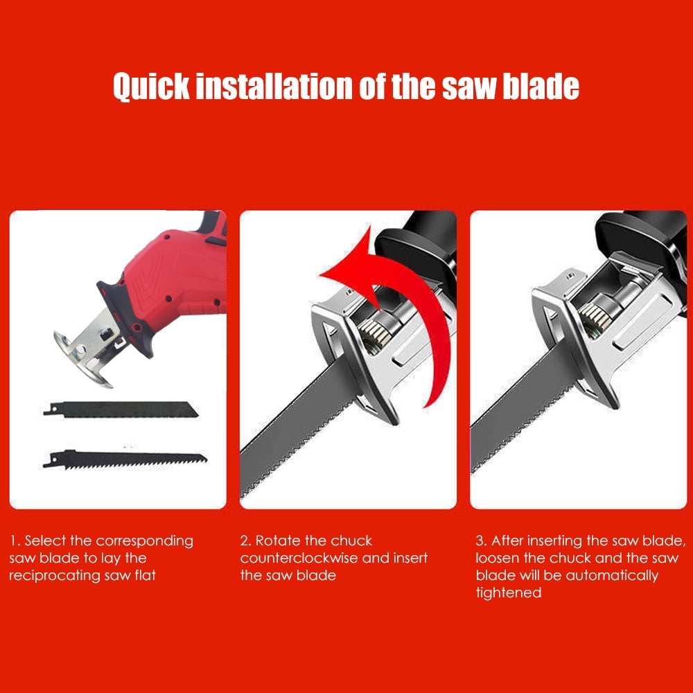 KingFurt 24V Cordless Reciprocating Saw With 2 Rechargeable Battery, Wood Saw Blade, Metal Saw Blade