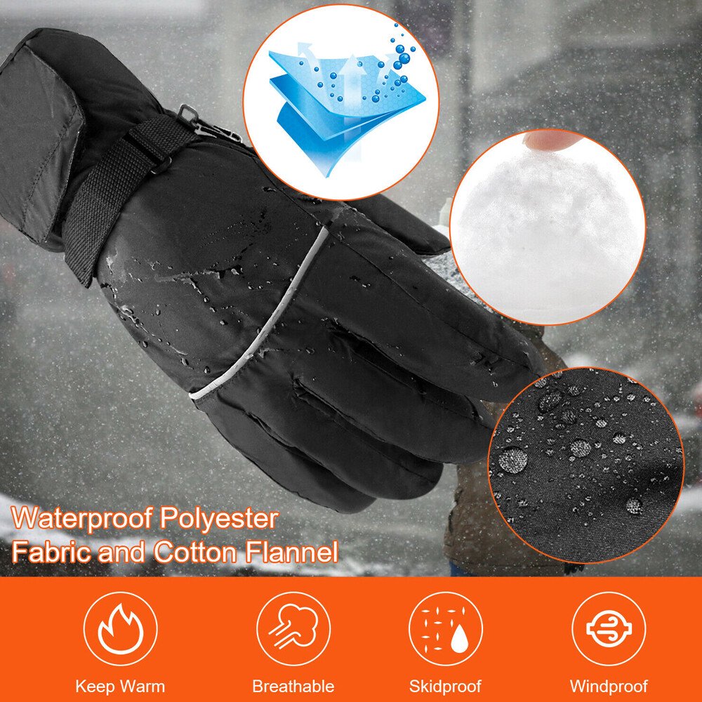 KingFurt Motorcycle Gloves,Soft Velvet Heated Gloves for Men Women with 2x DC Battery Case, Black, One Size Waterproof Heated Gloves for Motorcycle,Skiing