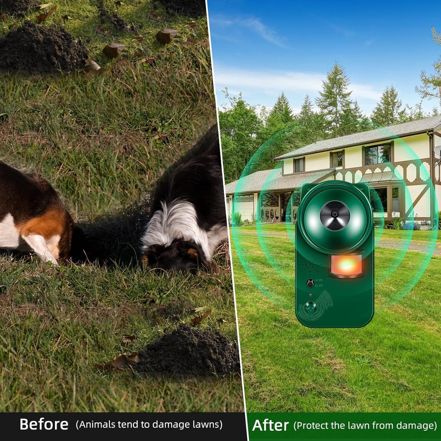 2PCS Bird Deterrents for Outside Ultrasonic Bird Repellent Devices Deer Repellent Devices Cat Repellent Animal Repeller with Motion Sensor for Yard